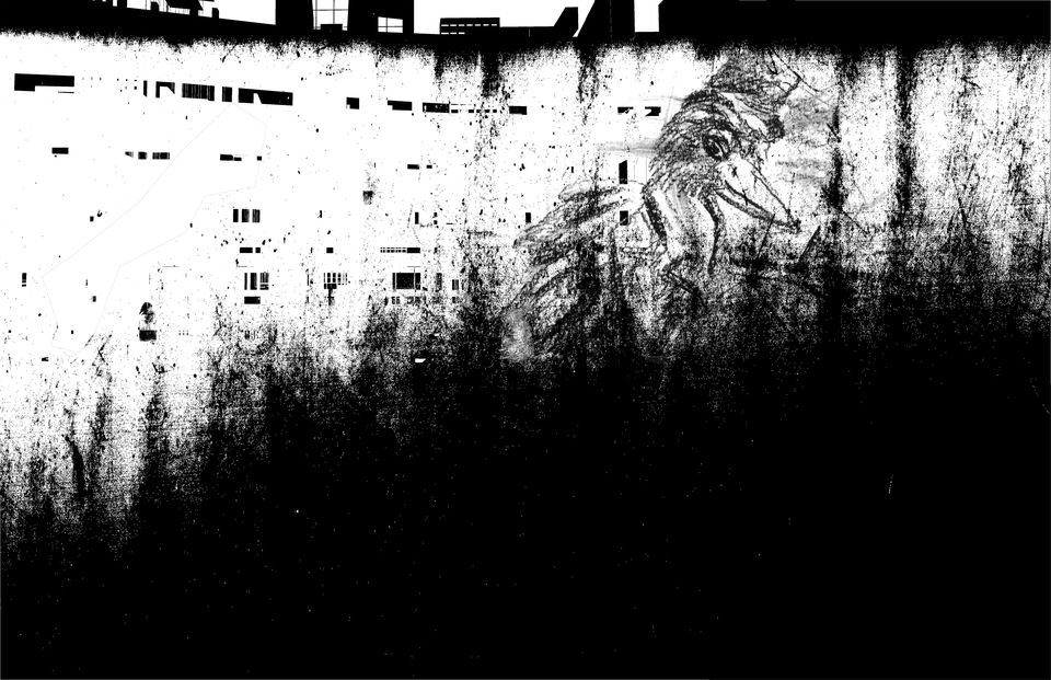 Charcoal and ink drawing by Jing Ju