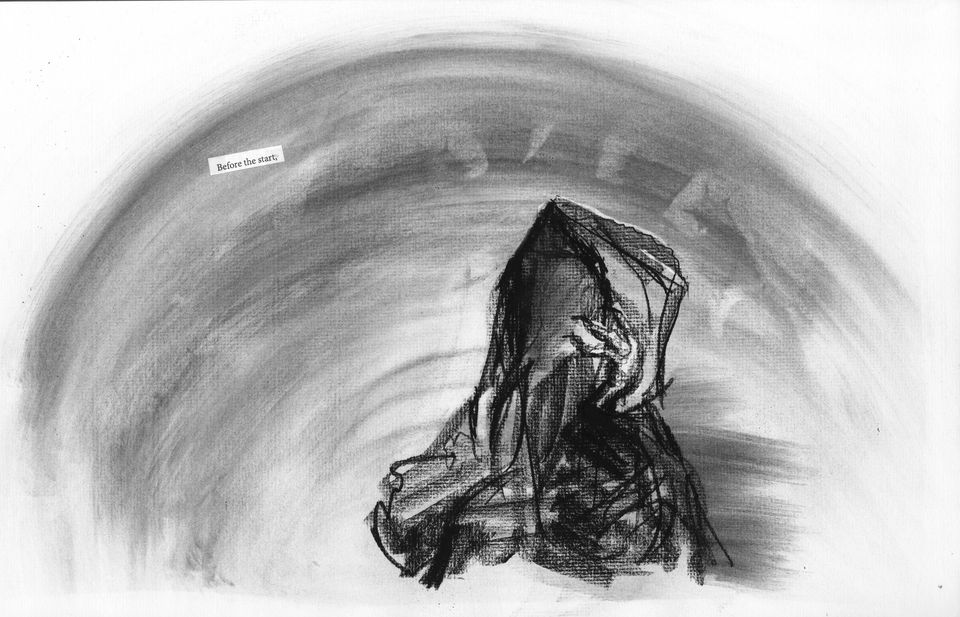 Charcoal and ink drawing by Jing Ju