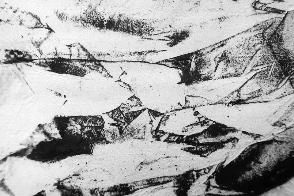 Charcoal and ink drawing by Jing Ju